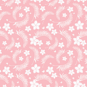热带粉红花无缝重复图案