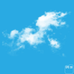 蓝色背景上的真实感云。矢量图