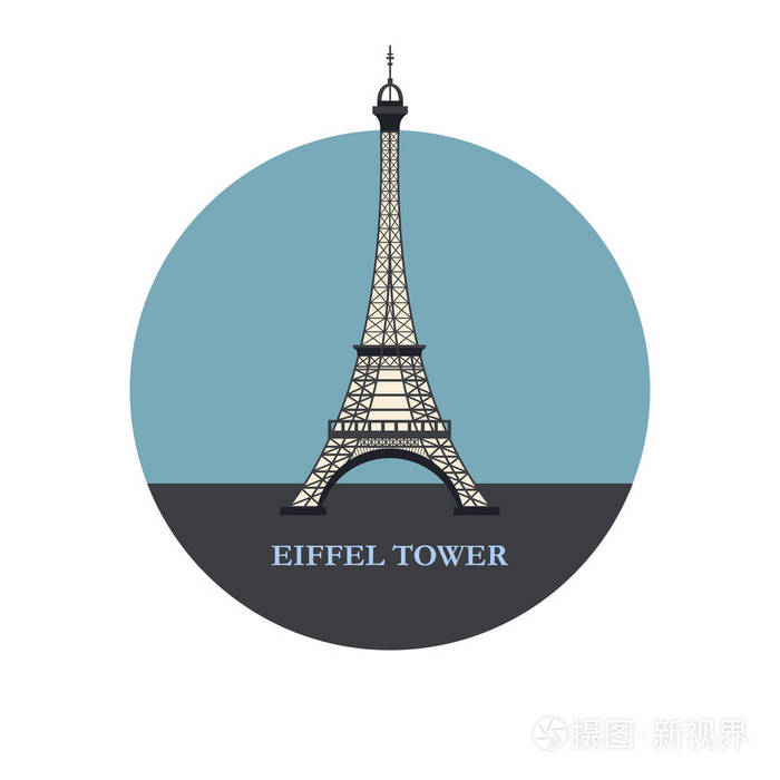 圆形图标.巴黎.法国.矢量图