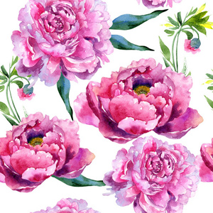 野花牡丹粉红色花图案