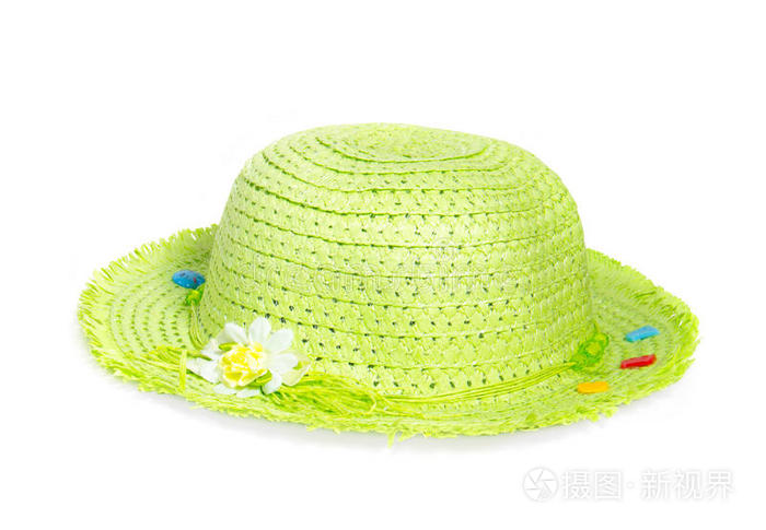 白底浅绿色草帽