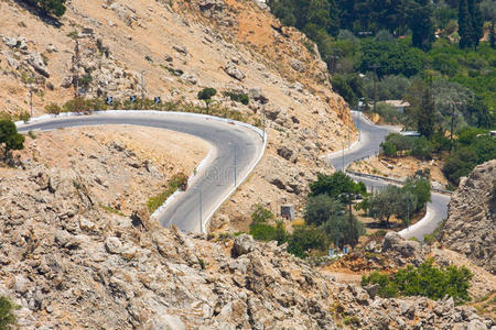 蜿蜒的山路，罗德，希腊