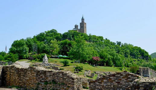 tsarevets城堡tsarevets在veliko turnovo