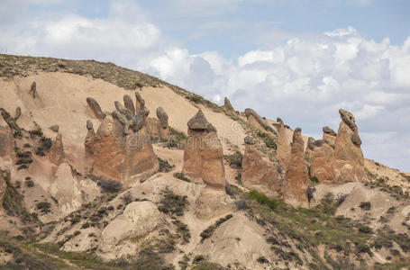 土耳其卡帕多西亚的石灰岩地层
