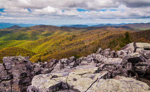 谢南多亚国家公园贝莱德山顶巨石覆盖的景色