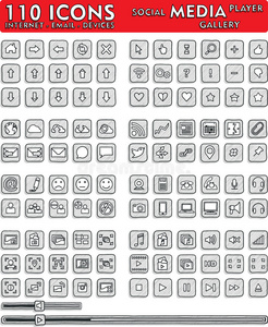 社交媒体手绘图标110个图标集