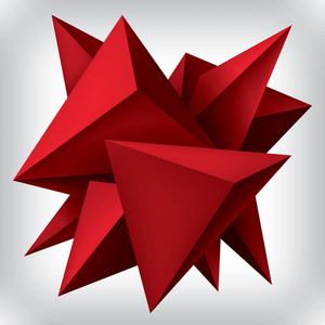卷的几何形状，3d 的红色晶体，抽象低多边形对象，矢量设计形式