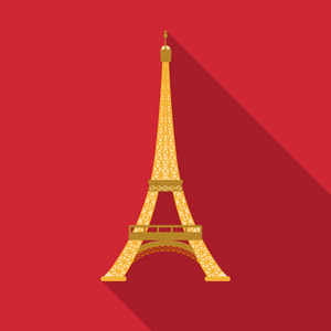 埃菲尔铁塔图标在白色背景上孤立的平面样式。法国国家象征股票矢量图