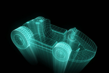 赛车去卡丁车全息线框。漂亮的 3d 渲染