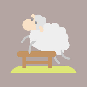 睡着可爱的卡通羊图标矢量插图梦想孤立的卧室设计睡前动物趣味羊毛计数跳