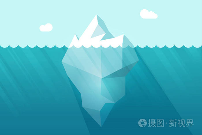 大冰山漂浮在水面上波与水下部分矢量图插画-正版商用图片0p9wvr-摄图