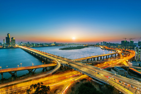 麻婆桥和在韩国首尔城市景观