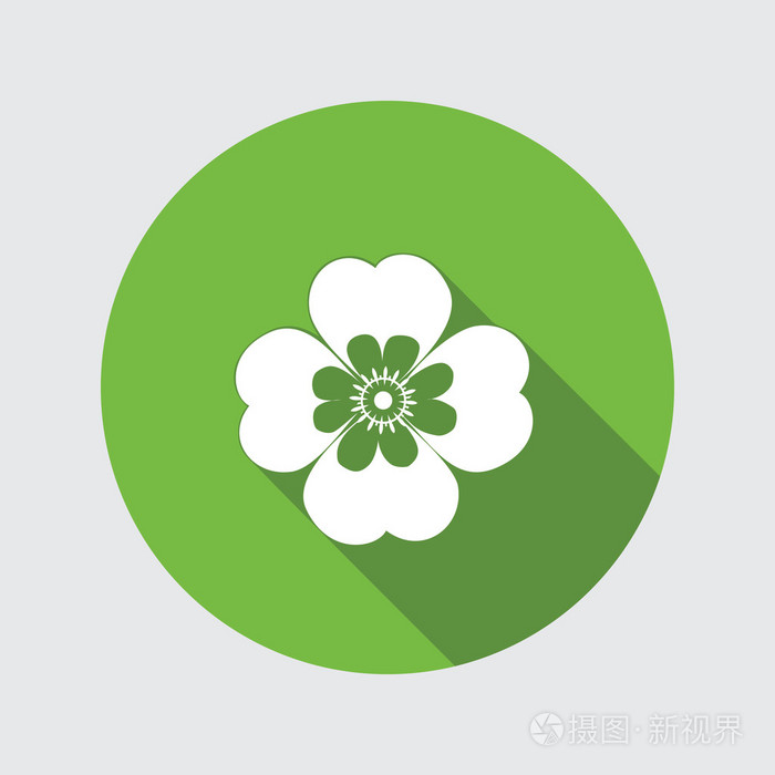 春天的花朵洋甘菊洋甘菊勿忘我图标花卉的象征圆形平面图标与长长的