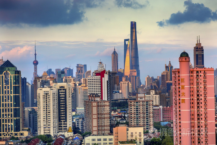 浦西浦东建筑摩天大楼城市景观上海中国