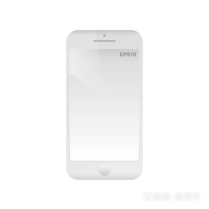 白色框架与空屏幕的手机.孤立的智能手机图标.现代简单平的电话.
