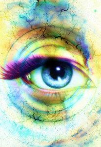 女人的眼睛和眼神接触抽象色彩背景
