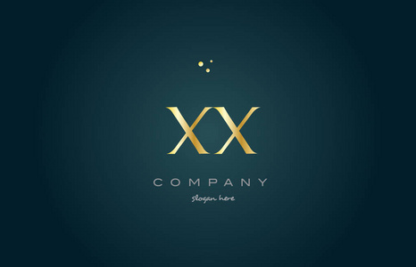 xx x x 黄金金色豪华字母表字母标志图标模板