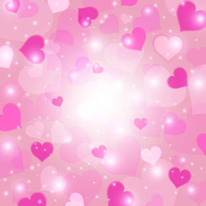 粉红色的心脏背景。喜欢质地。情人节的概念。矢量插图
