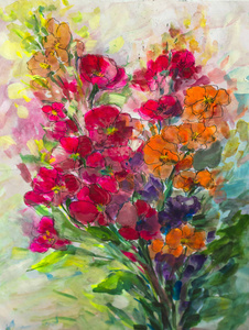 纹理油画花 绘画生动的花卉，花卉静物