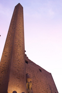 惊人的支柱站在卢克索的庙口，放在上埃及，尼罗河东岸的露天博物馆观点
