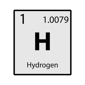 氢元素周期表元素灰色图标上白色背景矢量