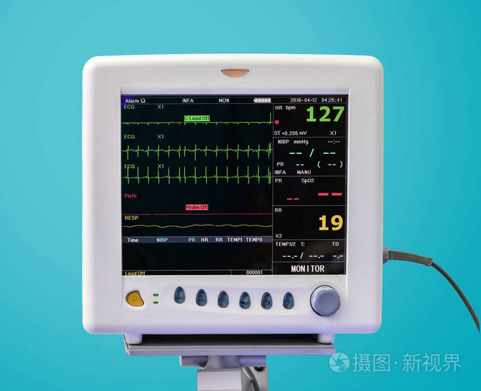 心电图监测在 icu 单元照片-正版商用图片0pd0ug-摄图