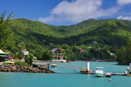 海岸线景观的塞舌尔普拉兰岛