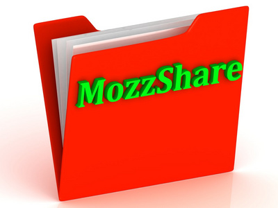 Mozzshare明亮的绿色字母上红色的文书工作文件夹