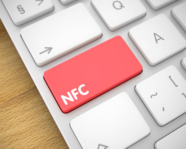 Nfc红色键盘按钮上的文本。3d