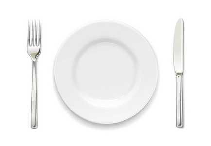 盘子, 叉子和刀子。餐具套装