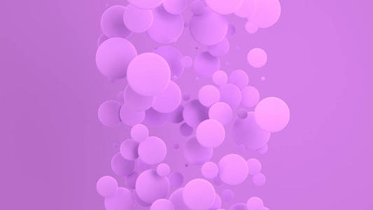 紫色背景上的随机大小的紫色光盘。抽象背景与圈子。墙前的圆云。3d 渲染插图