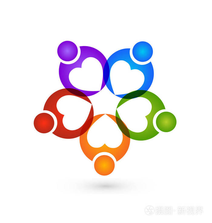 慈善人员团队 标志向量.爱心与关怀组插图图形