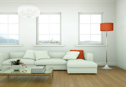 现代明亮客厅室内设计与沙发图片