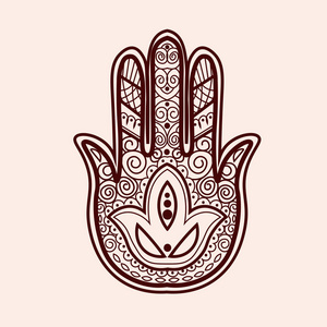 Mehnditraditional 民族象征与手。适合于指甲花设计, 织物, 纺织品, t恤印刷或海报