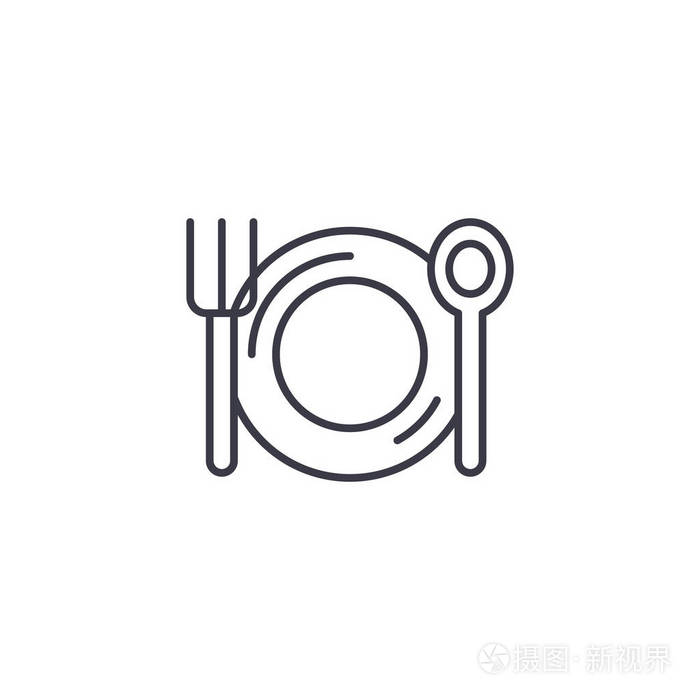 刀具线形图标概念餐具线矢量符号符号插图