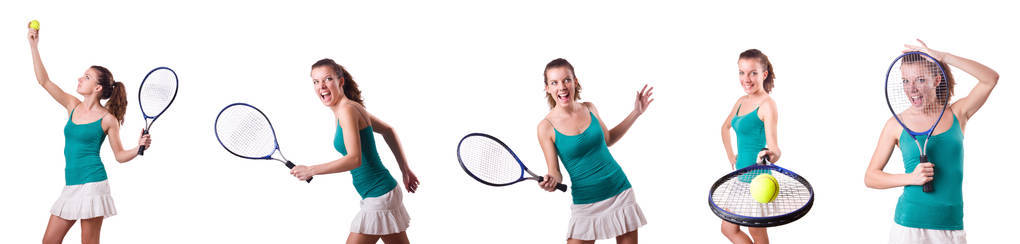 上白色孤立的女子网球选手