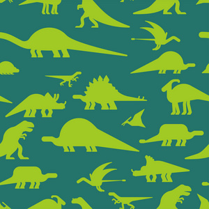 恐龙的无缝模式。恐龙纹理。史前怪兽蜥蜴的背景。古代动物卡通风格。儿童布饰。矢量图案