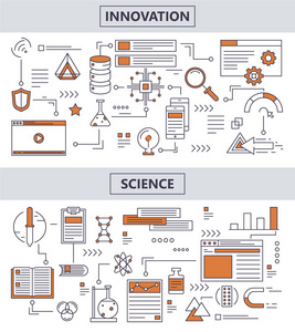 向量集的现代的细线科学创新概念横幅
