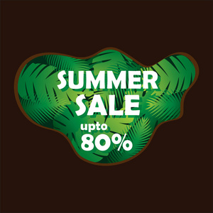 夏季销售横幅设计绿色棕榈叶