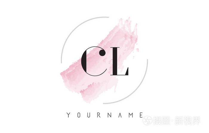 cl c l 水彩字母标志设计与圆形画笔图案