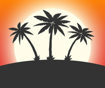 海滩棕榈树剪影
