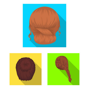 女性发型扁平图标集为设计。时尚发型矢量符号股票网页插图