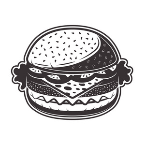 单色式汉堡矢量插画