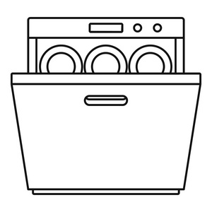 现代洗碗机图标, 轮廓样式