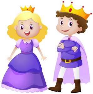 国王和王后在紫色服装