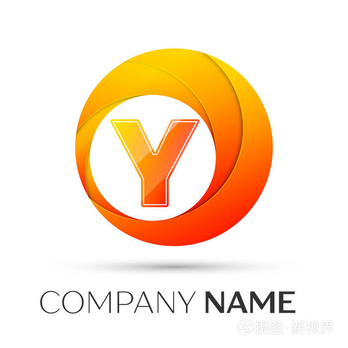字母y 矢量标志符号在灰色背景的彩色圆圈.您设计的矢量模板