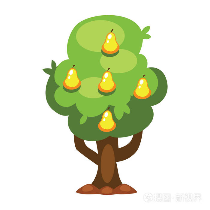 卡通梨树矢量图
