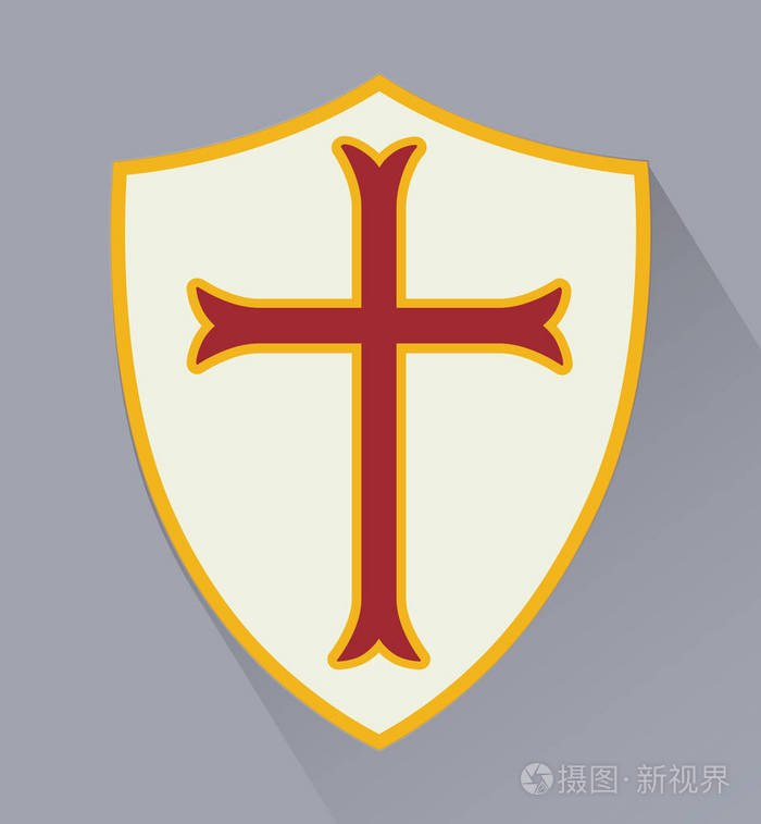 中世纪圣殿骑士团徽章的盾牌