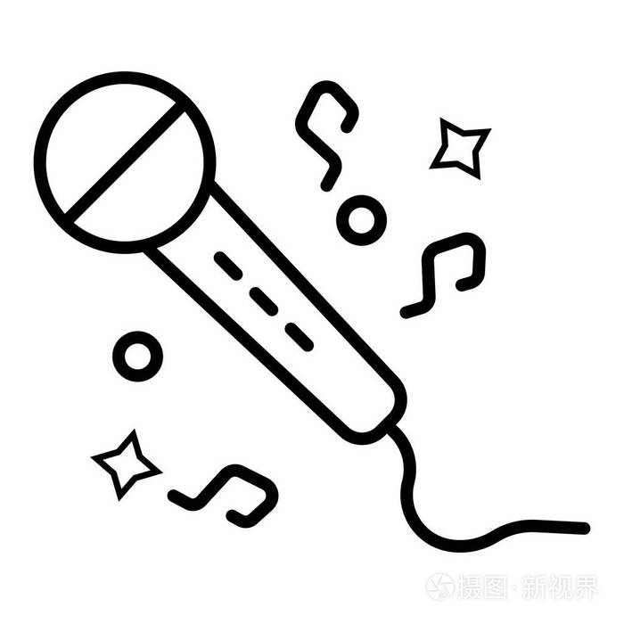 麦克风周围的音符符号.