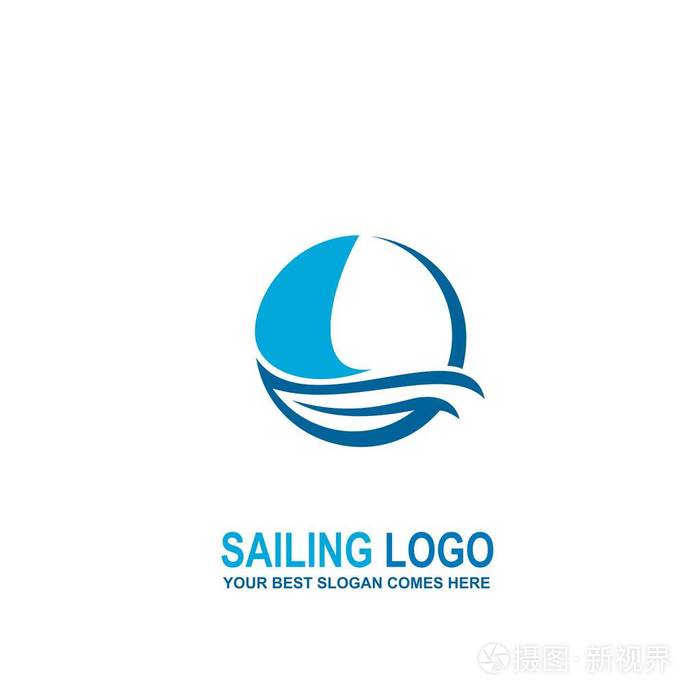 帆船标志, 船标志设计, 圆圈程式化, 矢量图标